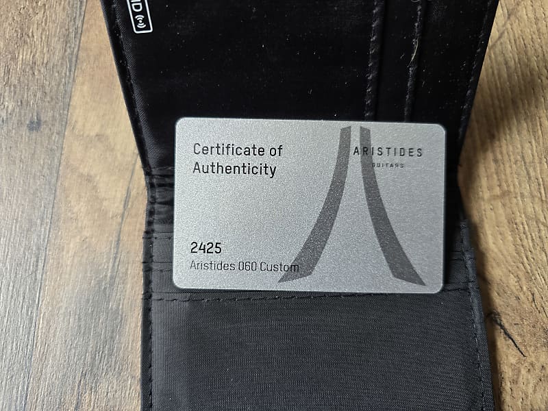Certificate of Authenticity for Aristides 060 Custom