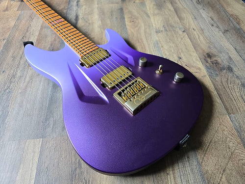 Purple electric guitar body with gold hardware and BKP Ragnarok pickups
