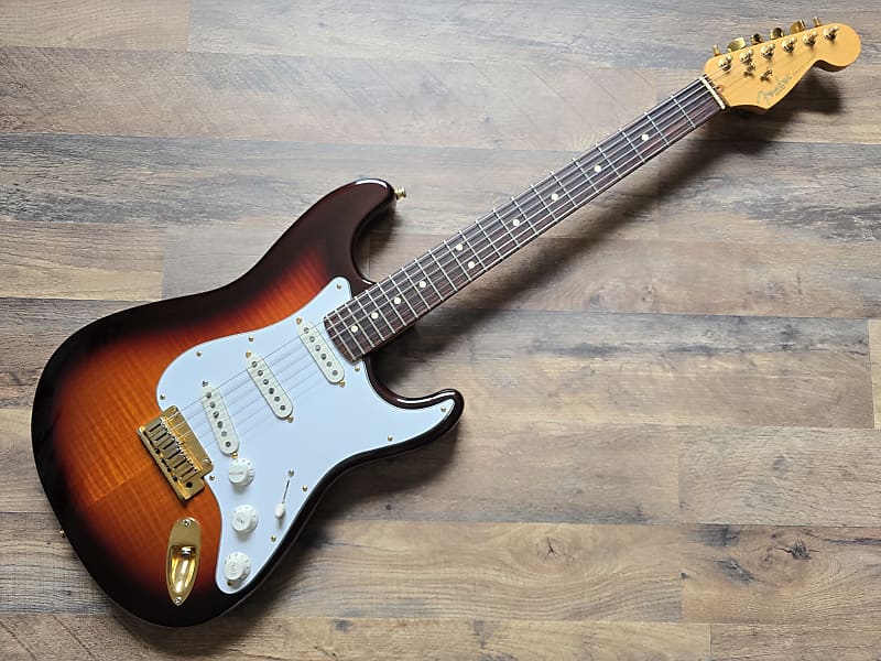 Fender Stratocaster with a flamed maple top and rosewood fretboard