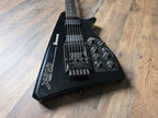 Black Ibanez guitar with a virtual tremolo and Midi pickups