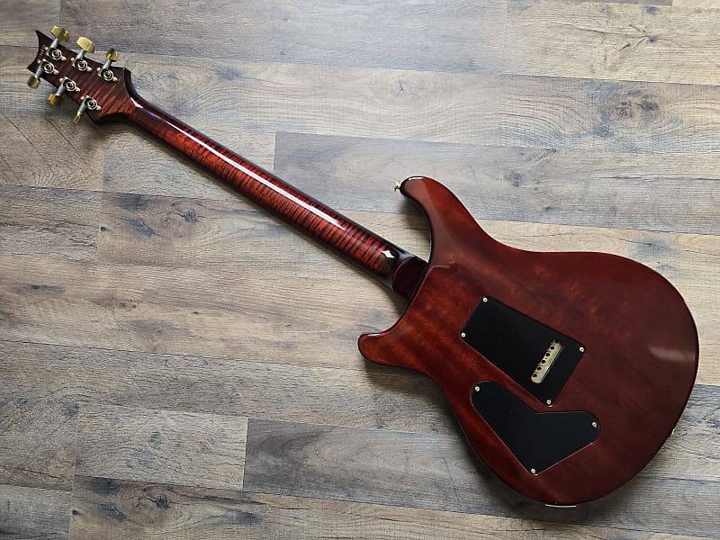 Wooden electric guitar with a mahogany body