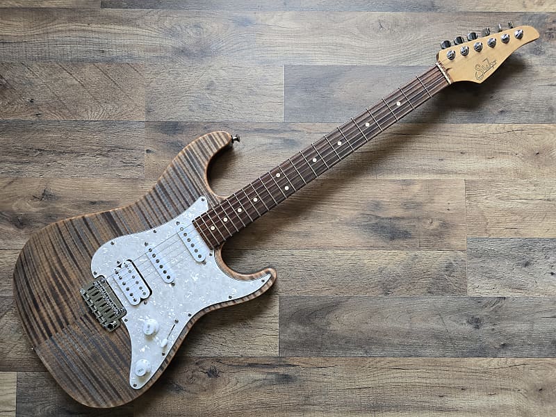 Suhr Standard Plus with a striped, flamed maple top and Pau Ferro fretboard