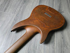 back side of a rust color electric guitar