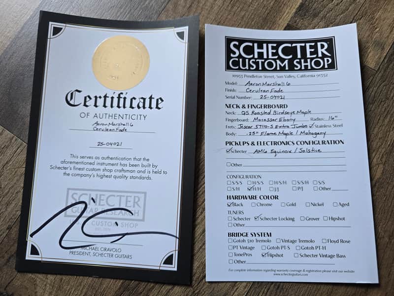 Schecter USA Custom Shop Aaron Marshall Signature AM-6 - Cerulean Fade, Sweetwater Exclusive