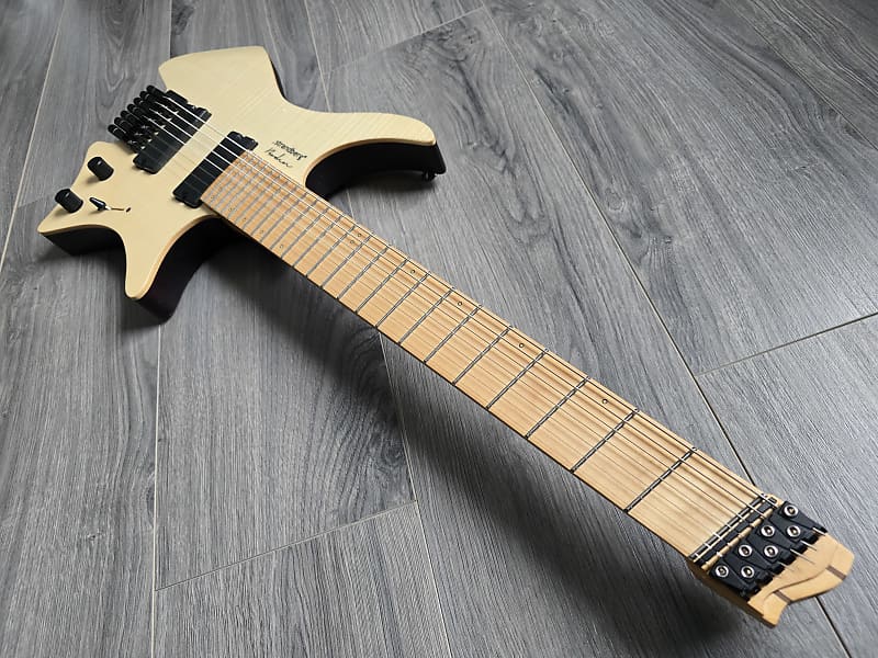 Ergonomic electric guitar with a maple and carbon fiber neck.